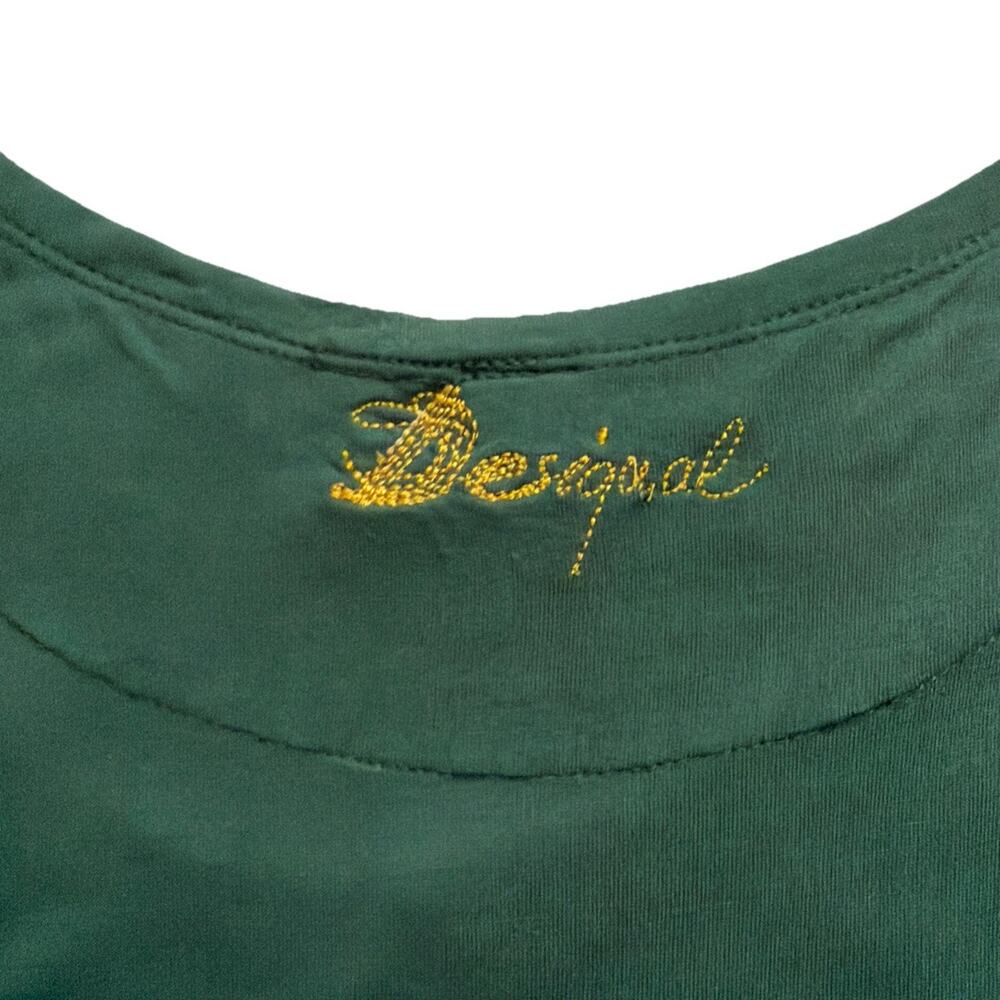 Desigual Mandala Top Womens Lg Green Floral Dolman Sleeve Scoop Neck Boho Artsy - Picture 8 of 11